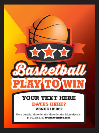 poster ad advertisement marketing or promotion flyer for a basketball club or event stock vector