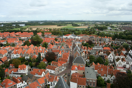 Netherlands, brielle, june 2016: brielle is an old historic fortress. bird eye view from the tower