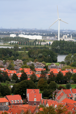 Netherlands, brielle, june 2016: brielle is an old historic fortress. bird eye view from the tower