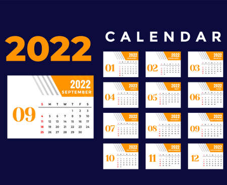 Calendar 2022 septemeber month happy new year abstract design vector illustration colors with blue background