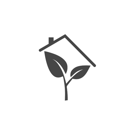 Eco house concept sign and icon