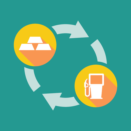 金の延べ棒やガソリン スタンドで交換サインのイラストのイラスト素材