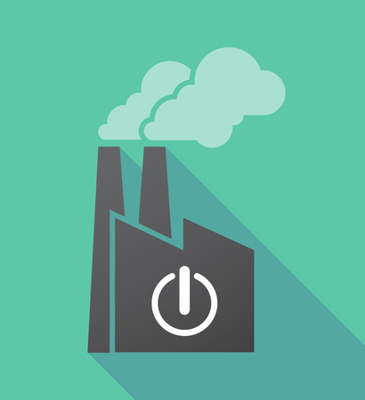 オフ ボタンと長い影工場のイラストのイラスト素材 ベクタ Image