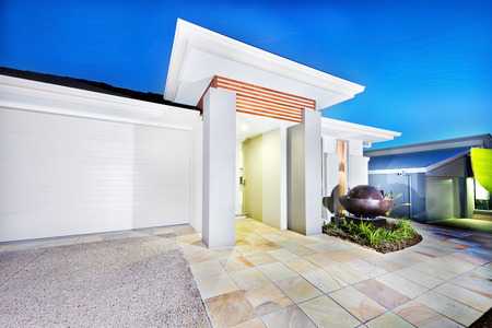 Luxury Mansion Front Side With White Walls And Garage Door Including ... Luxury Mansion Front Side With White Walls And Garage Door Including ...