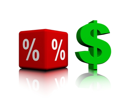 dolar: Red percent cube with dolar