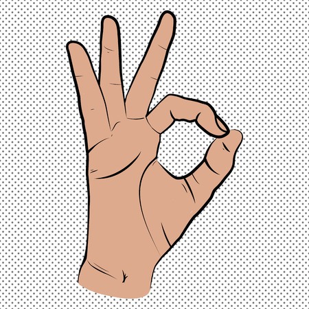人間の手では 偉大な国家の象徴を示す指 Ok の視力を示します スケッチ スタイル 手描きイラストを分離しました Ok をアイコンのイラスト素材 ベクタ Image