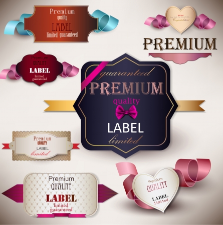 Set of superior quality and satisfaction guarantee badges labels tags retro vintage style