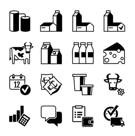 icon set dairy production range sales profits stock vector 33807923