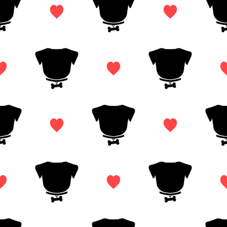 襟とピンクの心のシームレス パターンの骨とパグのシルエット 繊維 紙印刷 カード ポスター 別のデザインに適しています かわいい犬の愛のベクトル イラスト のイラスト素材 ベクタ Image 襟とピンクの心のシームレス パターンの骨とパグのシルエット 繊維 紙印刷 カード ポスター 別のデザインに適しています かわいい犬の愛のベクトル イラスト のイラスト素材 ベクタ Image