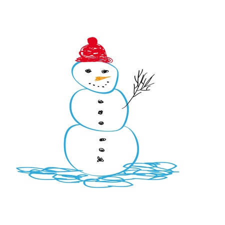 雪だるま クリスマス ツリーとかわいいとシンプルなクリスマス カード のイラスト素材 ベクタ Image
