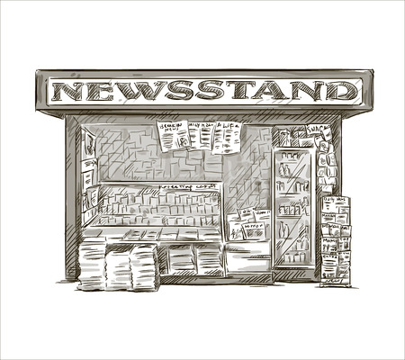 新聞スタンド売店ベクトル イラスト手描き のイラスト素材 ベクタ Image