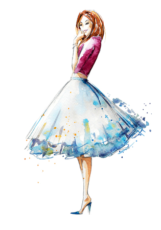 Watercolor Fashion Illustration Hand Painted Stock Photo Watercolor Fashion Illustration Hand Painted Stock Photo