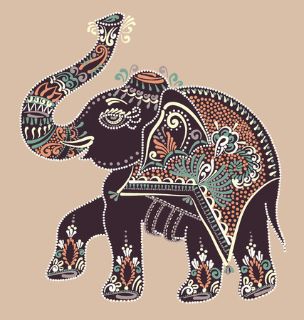 民族民芸インド象、ベクトルのドット絵イラストのイラスト素材