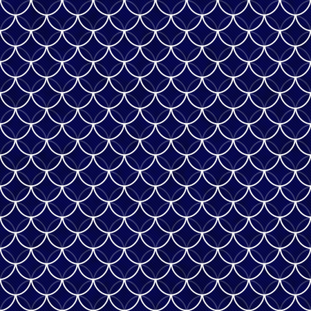 ネイビーとホワイト シェル タイル パターンを繰り返す背景がシームレスな繰り返し の写真素材 画像素材 Image