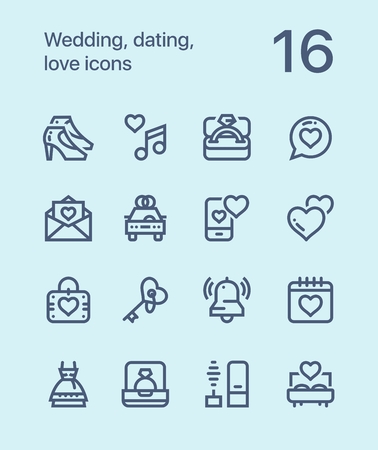 Outline Wedding, dating, love icons for web and mobile design pack 2 - 80880698