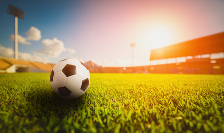 サッカー スタジアムの芝生の上のサッカー ボール サッカー ボールのコンセプトの背景 の写真素材 画像素材 Image 7744