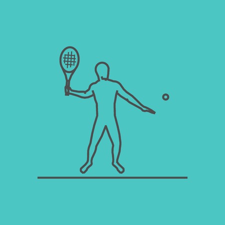 クールなライン テニス アイコン テニス選手のベクトル シルエット モダンなアウトライン テニスのロゴ のイラスト素材 ベクタ Image