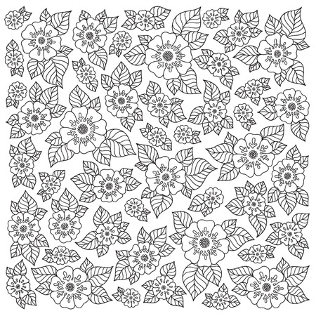 塗り絵のパターン 民族 花 レトロ 落書き ベクトル 部族のデザイン要素 黒と白の背景 ベクトルの背景を落書き ヘンナ ペイズリー一時的な刺青デザイン トライバル デザイン要素をいたずら書きのイラスト素材 ベクタ Image