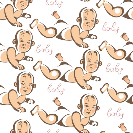 かわいい赤ちゃん 子供 子供 シームレス テクスチャの女の子 デザインに適した 布 Web 壁紙 ラッピング 包装します ベクトルの図 のイラスト素材 ベクタ Image