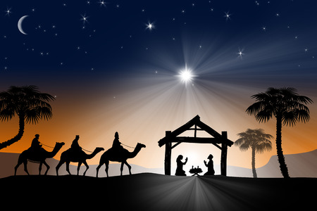 stock photo traditional christian christmas nativity scene with the three wise men - Christian Christmas Pictures stock photo traditional christian christmas nativity scene with the three wise men - Christian Christmas Pictures