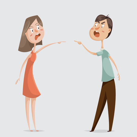 カップルの男と女が喧嘩します のイラスト素材 ベクタ Image