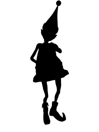 a black christmas elf illustration silhouette on a white background black christmas elf