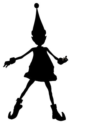 a black christmas elf illustration silhouette on a white background black christmas elf