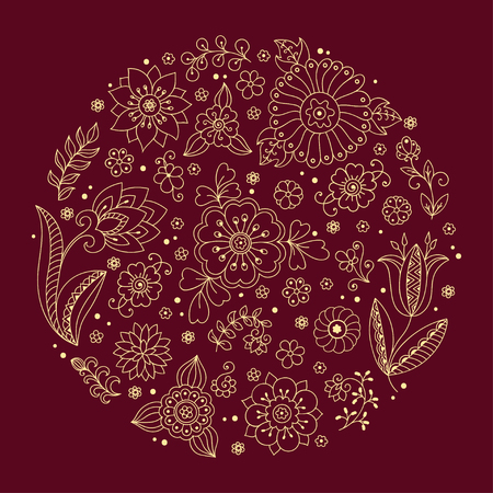 ベクターの花模様 春の花の背景スタイルを落書き サークルのフォーム のイラスト素材 ベクタ Image