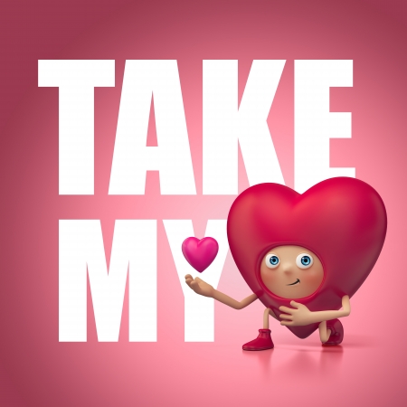 Take my love and heart  Funny 3d cartoon - 17094000