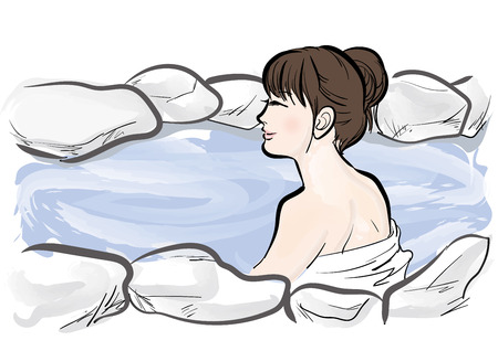 露天風呂 温泉イメージイラスト のイラスト素材 ベクタ Image