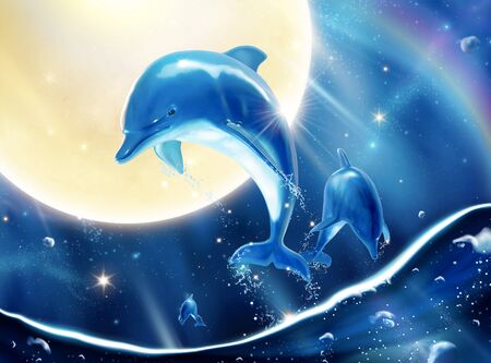 Dolphin and Baby Having Fun Ocean Novelty Coaster Set Dolphin and Baby Having Fun Ocean Novelty Coaster Set