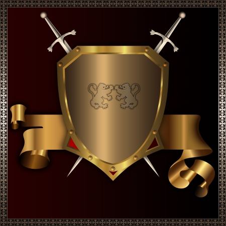 剣と黄金のリボンでリベットで留められた金色の盾 の写真素材 画像素材 Image 剣と黄金のリボンでリベットで留められた金色の盾 の写真素材 画像素材 Image