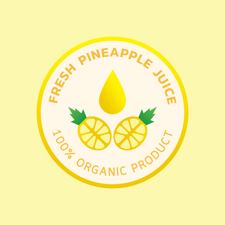 新鮮なパイナップル ジュース パイナップル ジュース ドロップ イラストとロゴデザインをラウンドします のイラスト素材 ベクタ Image