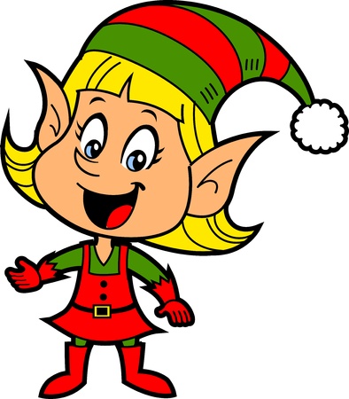 Happy Smiling Blonde Girl Christmas Santa's Elf - 20686734