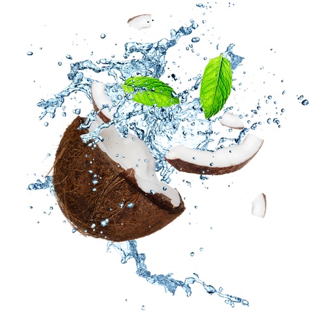 coconut: Dừa với nước bắn tung tóe trên trắng Kho ảnh
