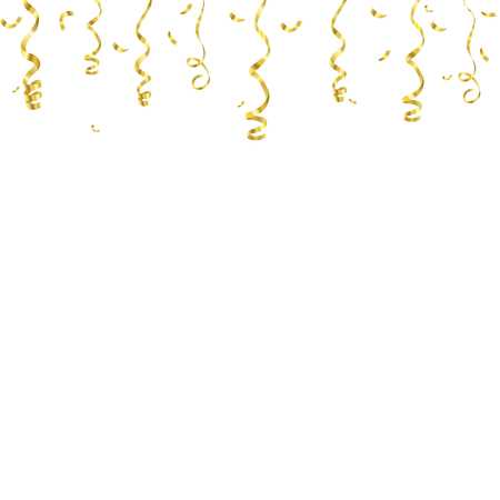 celebration background template with confetti and golden ribbons