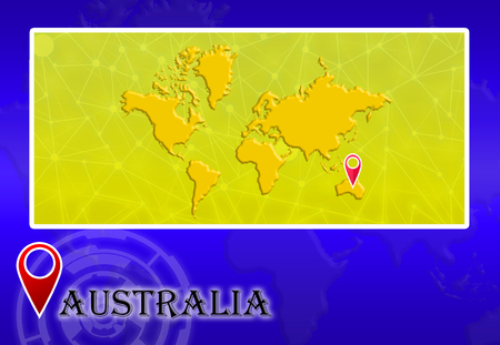 ポインターの場所と世界地図のオーストラリア の写真素材 画像素材 Image