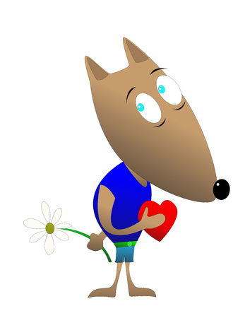 彼女の後ろに花を隠して心を持つ犬は 上部におずおずと見えます のイラスト素材 ベクタ Image 92916294