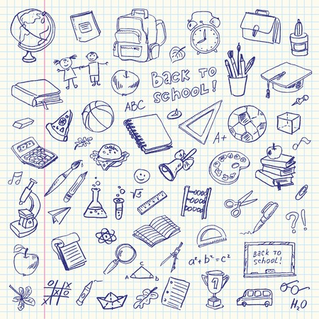 フリーハンド描画学校項目シート学校ベクトル イラストに戻って練習帳 フリーハンド描画学校項目シート学校ベクトル イラストに戻って練習帳