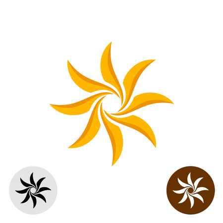 Sun flower: Orange elegante Sonnensymbol. Acht scharfen Klingen. Illustration