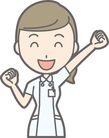 白衣をまとったナースが保持している彼の頭を淡いイラストのイラスト素材 ベクタ Image