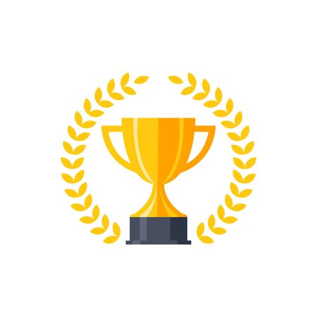 Trophy cup, award, vector icon in flat style Stock Photo