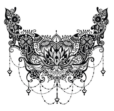 蓮のタトゥーです 一時的な刺青要素のタトゥーのデザインのテンプレートです 花の飾りのイラスト素材 ベクタ Image 蓮のタトゥーです 一時的な刺青要素のタトゥーのデザインのテンプレートです 花の飾りのイラスト素材 ベクタ Image