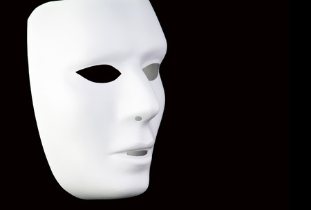 a profile shot of a white full face mask taken on a black background