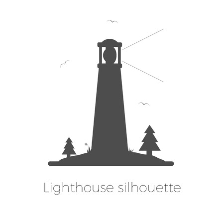 灯台のシルエットのベクター イラストです 木 草 カモメ島にビーコンします 白い背景上に分離 グレースケールで簡単です のイラスト素材 ベクタ Image 灯台のシルエットのベクター イラストです 木 草 カモメ島にビーコンします 白い背景上に分離 グレースケールで簡単です のイラスト素材 ベクタ Image