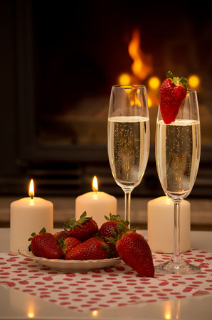 champagne y fresas