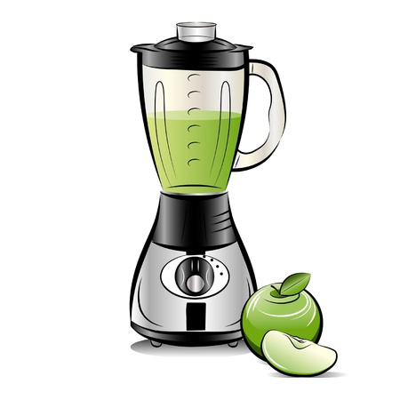Drawing Color Kitchen Blender With Apple Juice Drawing Color Kitchen Blender With Apple Juice