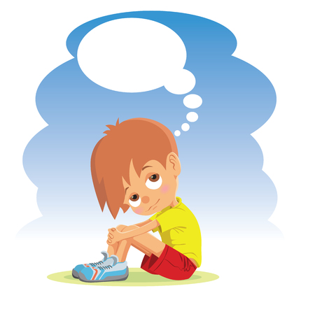 Sad boy thinking about something.