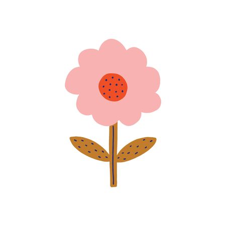 Modern folk boho single isolated flower in scandinavian style. floral slovak plant cutout collage decor element. swedish folklore drawing, nordic wildflower concept.