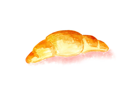 水彩のクロワッサン 食品のイラスト 手描きのパン屋さん の写真素材 画像素材 Image